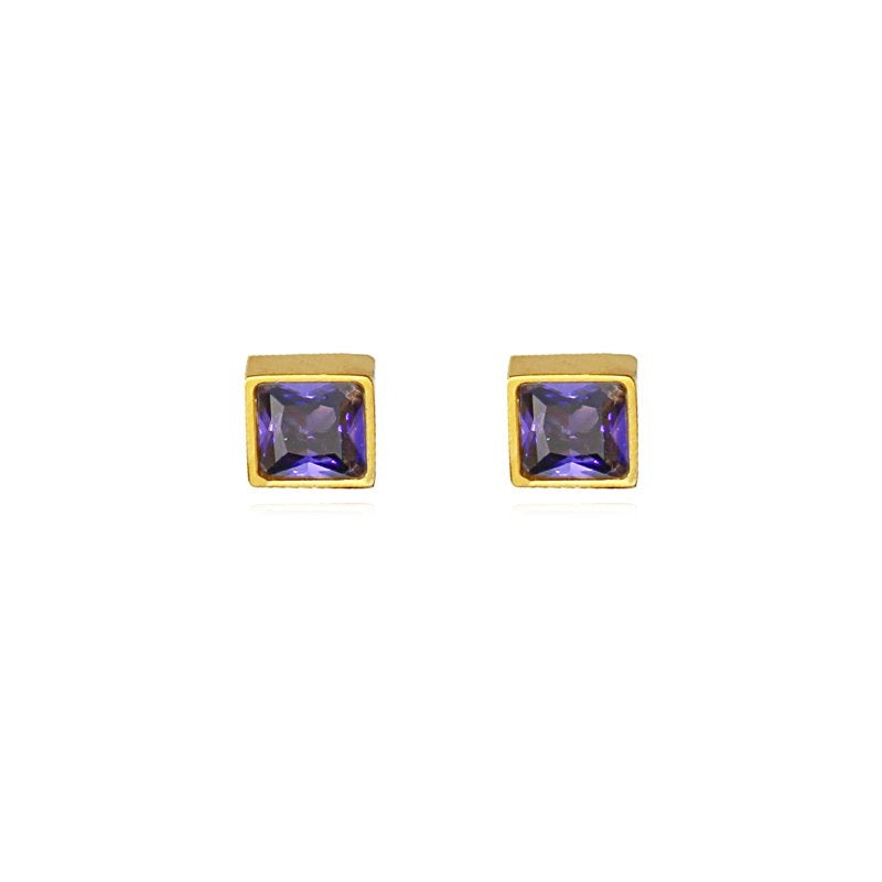 pendientes acero cuadrado circonita morado anartxy