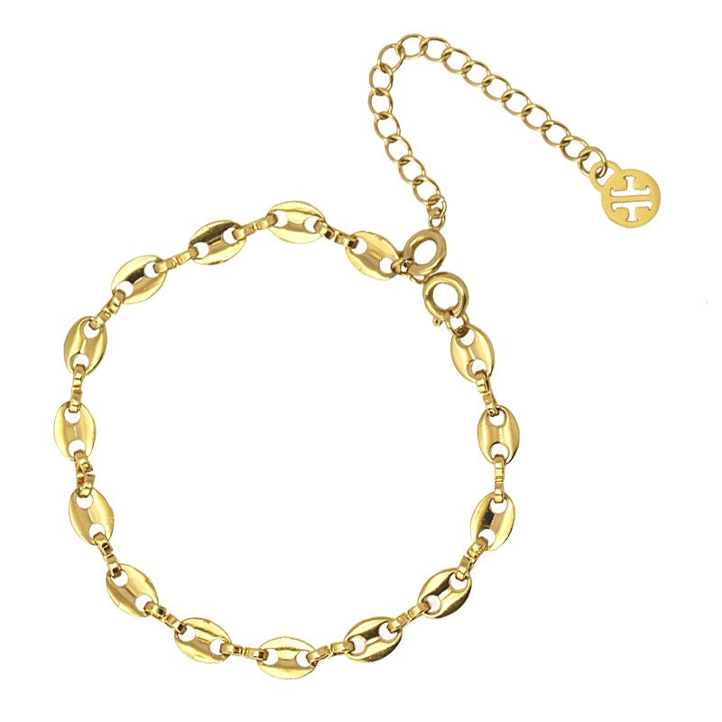 Pulsera tres capas acero dorado anartxy eslabones 4