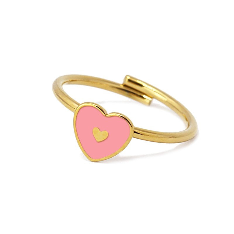 anillo ajustable acero corazón esmaltado anartxy