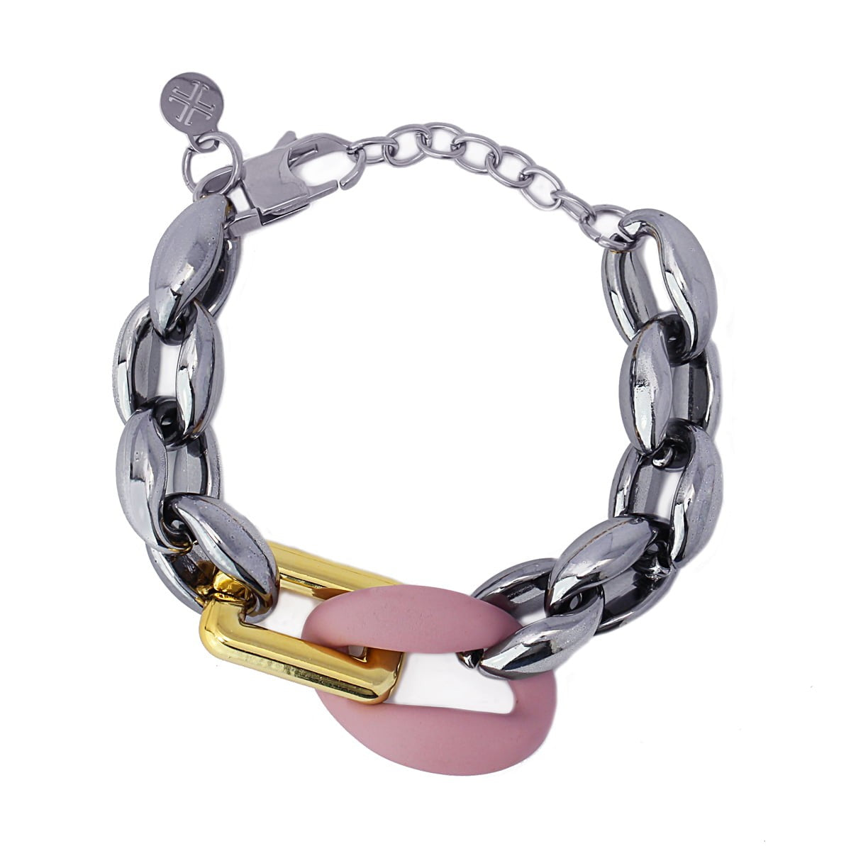 pulsera eslabones plastico rosa anartxy