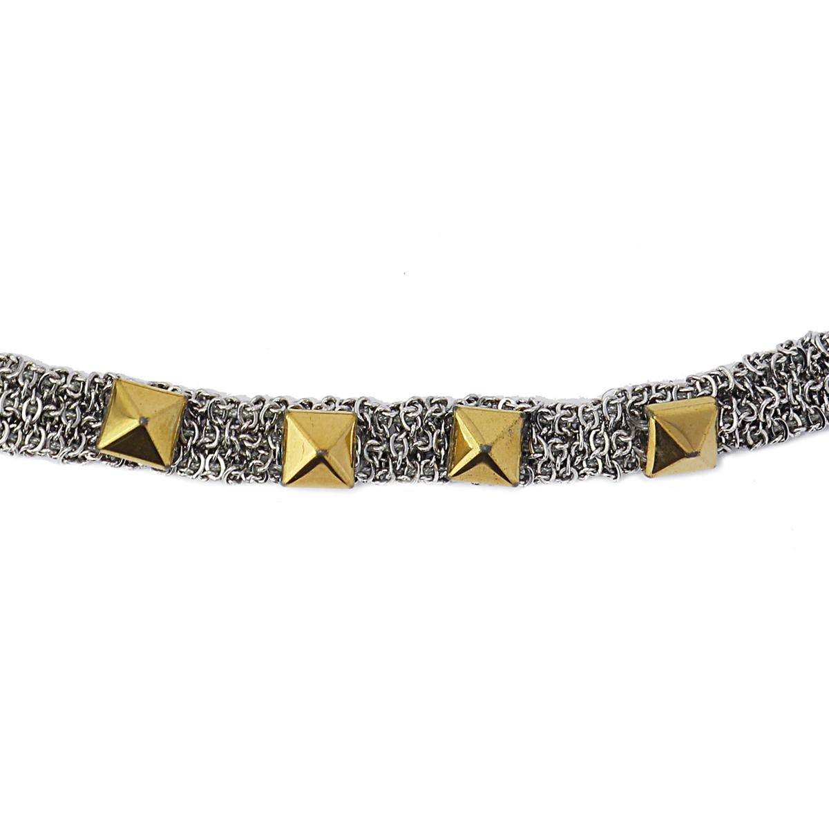 pulsera acero entretejida remaches anartxy  plata