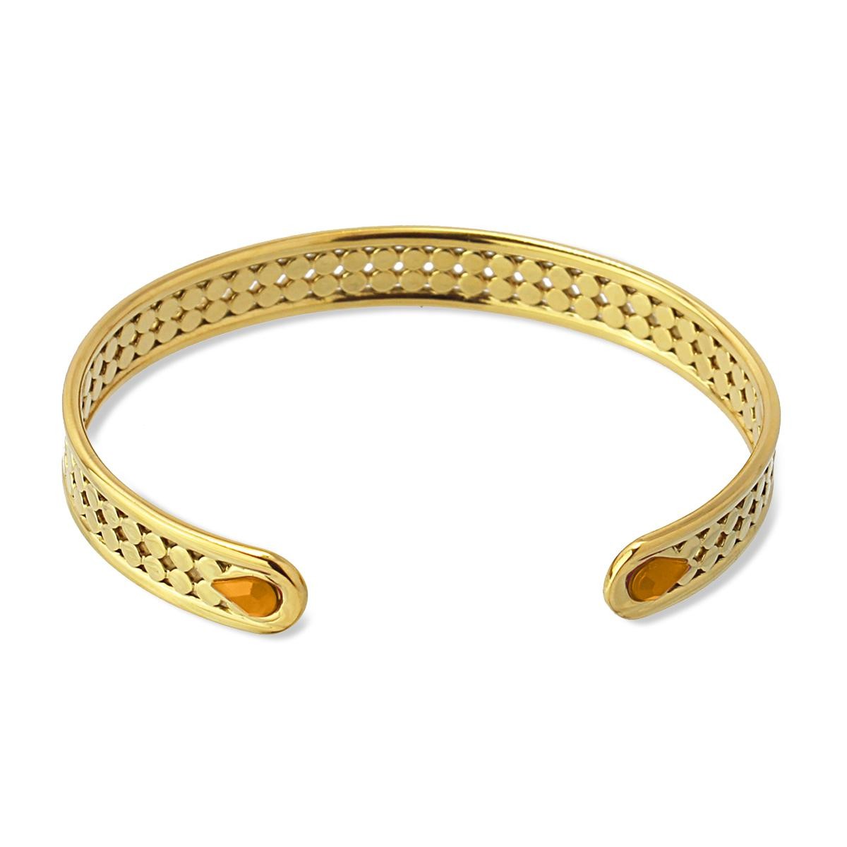 pulsera acero dorado lagrimas cristal