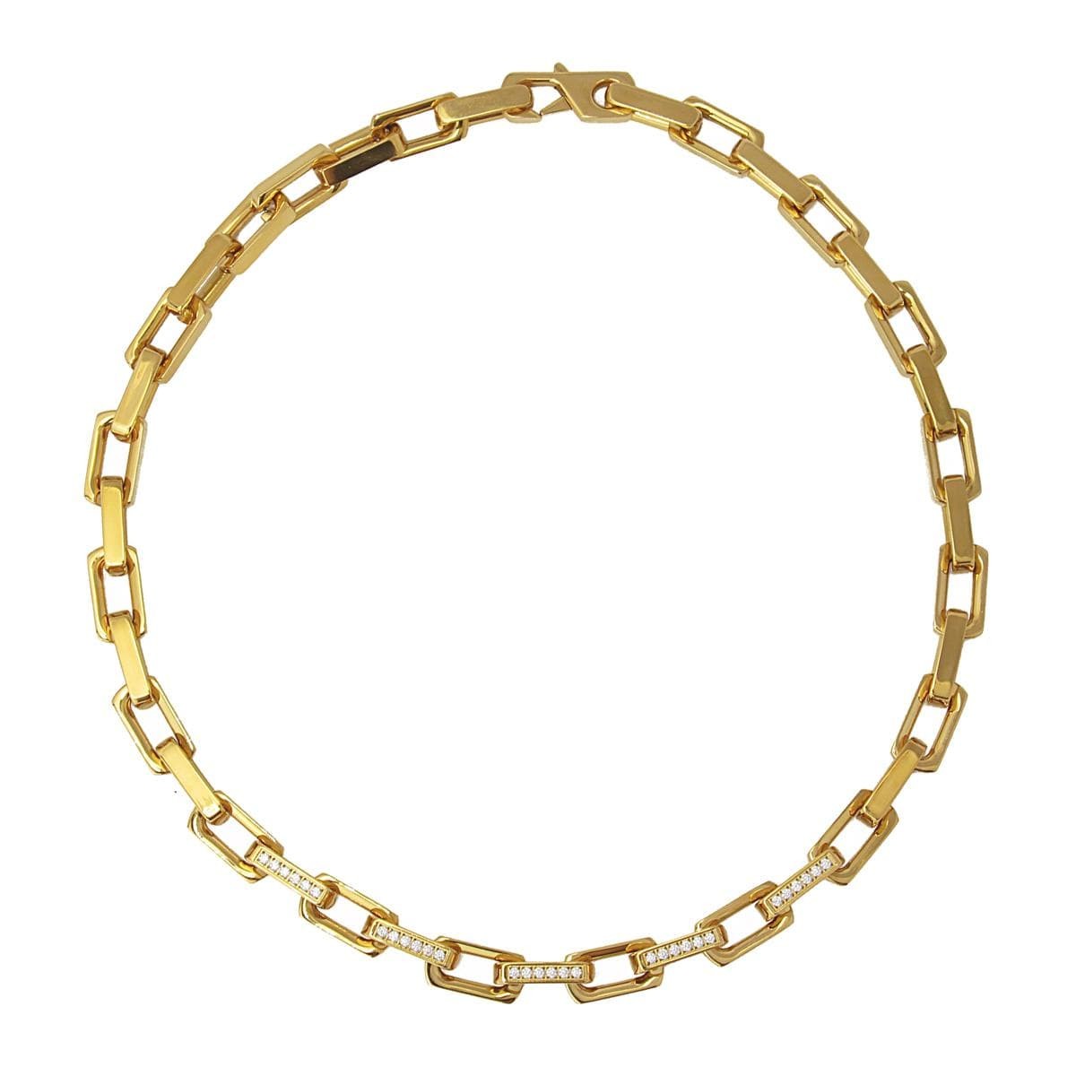 Collar eslabones circonitas acero dorado 3