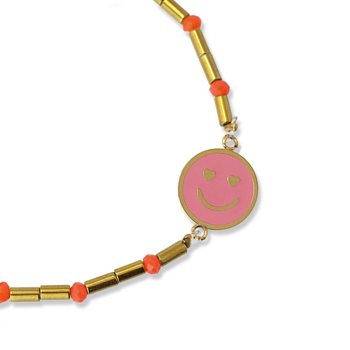 Pulsera smile acero color dorado rosa 2