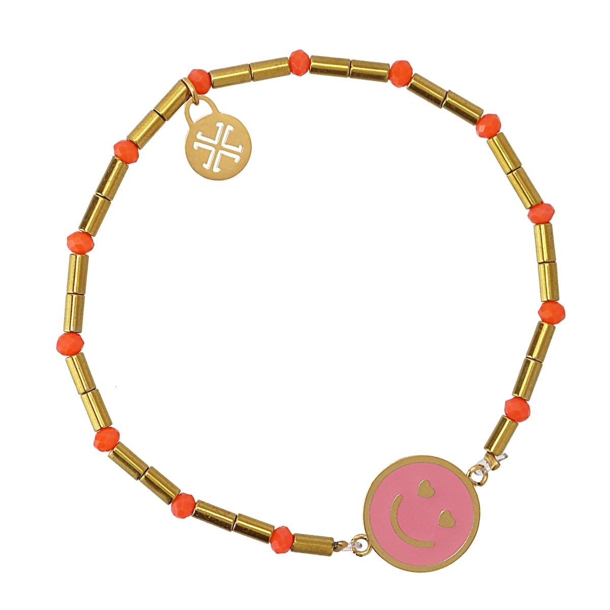 Pulsera smile acero color dorado rosa