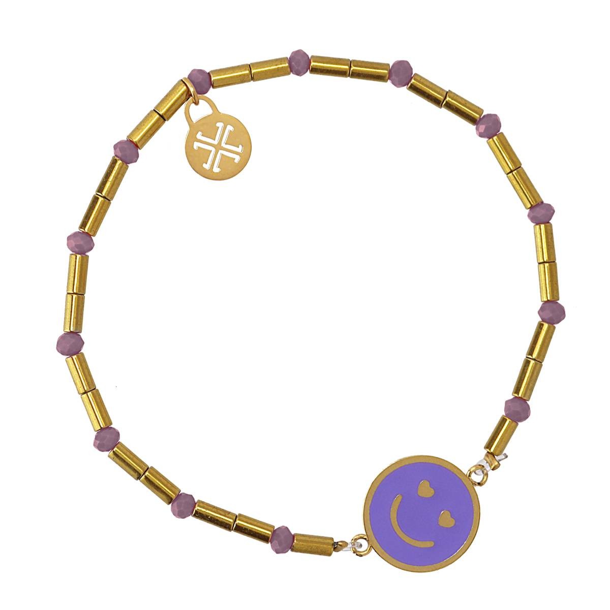 Pulsera smile acero color dorado morado 2