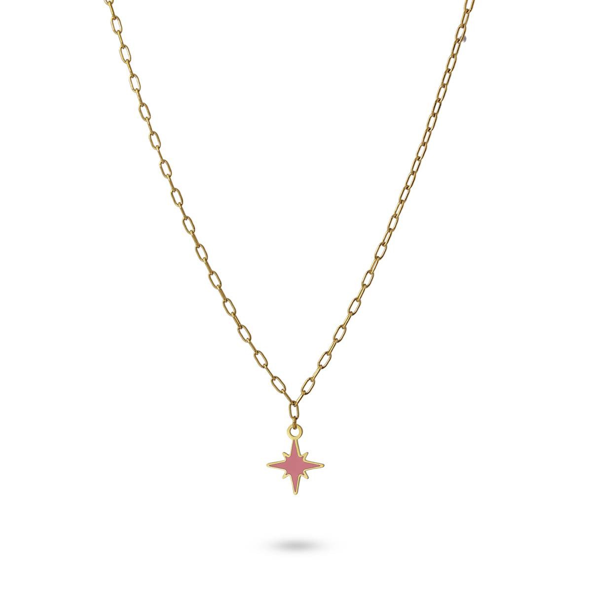 Collar estrella acero dorado rosa 3