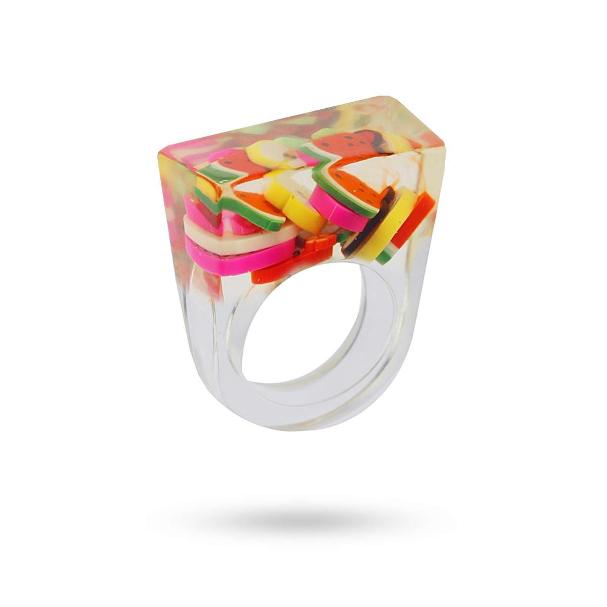 maxi anillo acrílico transparente abalorios color anartxy fruta 2