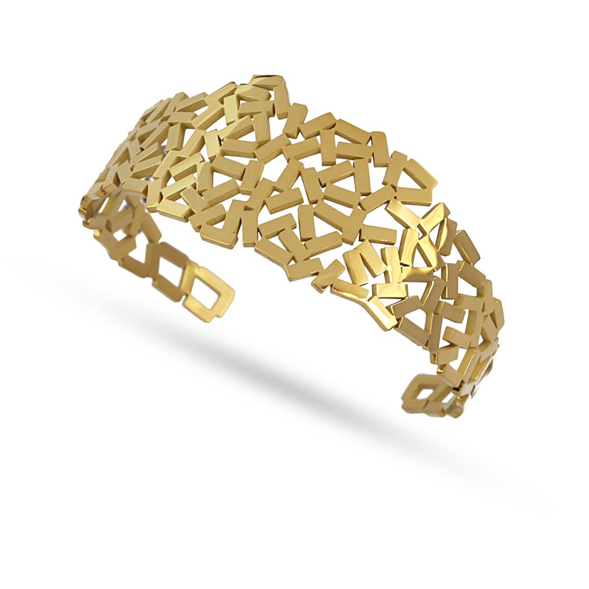 pulsera brazalete acero geométrica bastoncillos  dorada