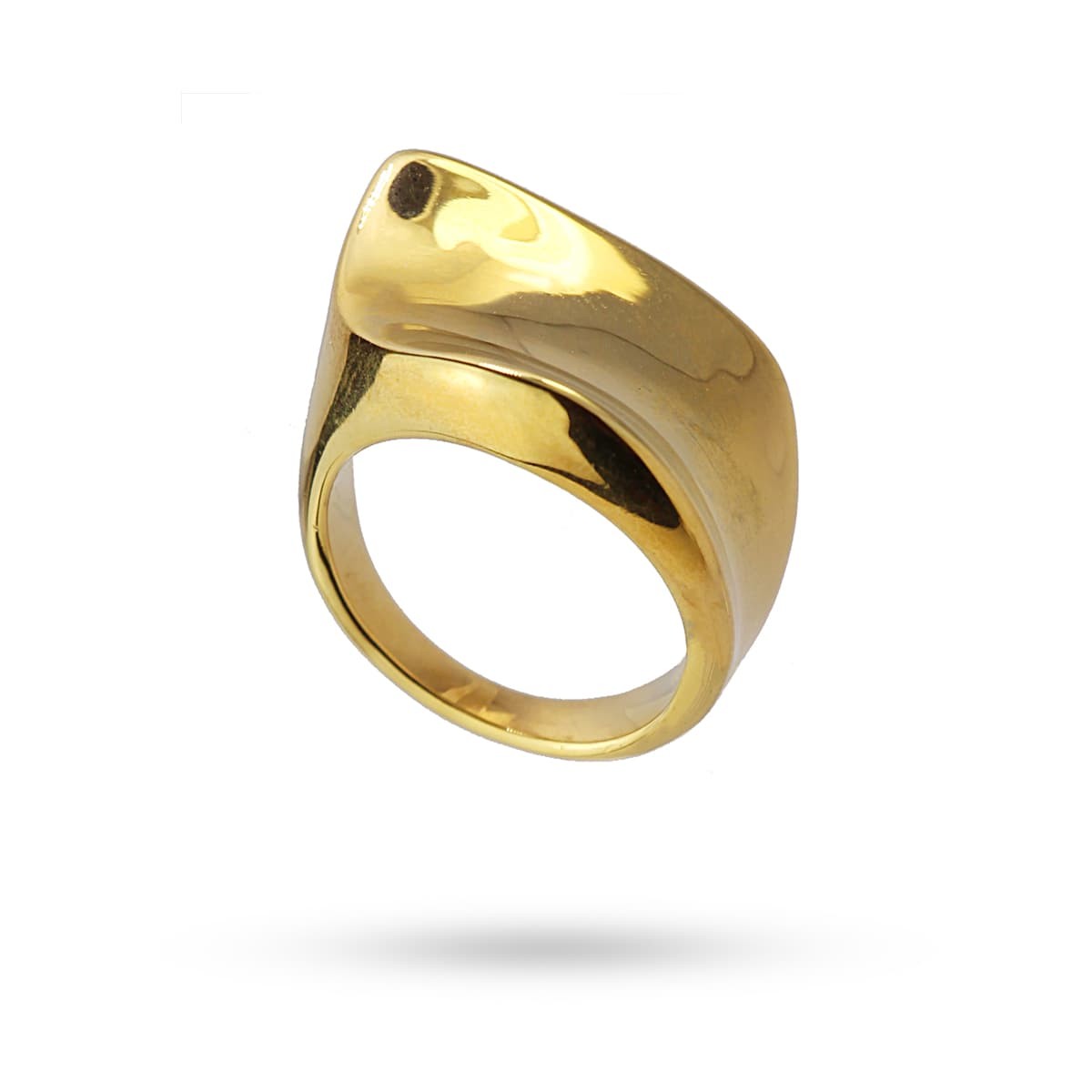 anillo acero quirúrgico diseño organico anartxy dorado