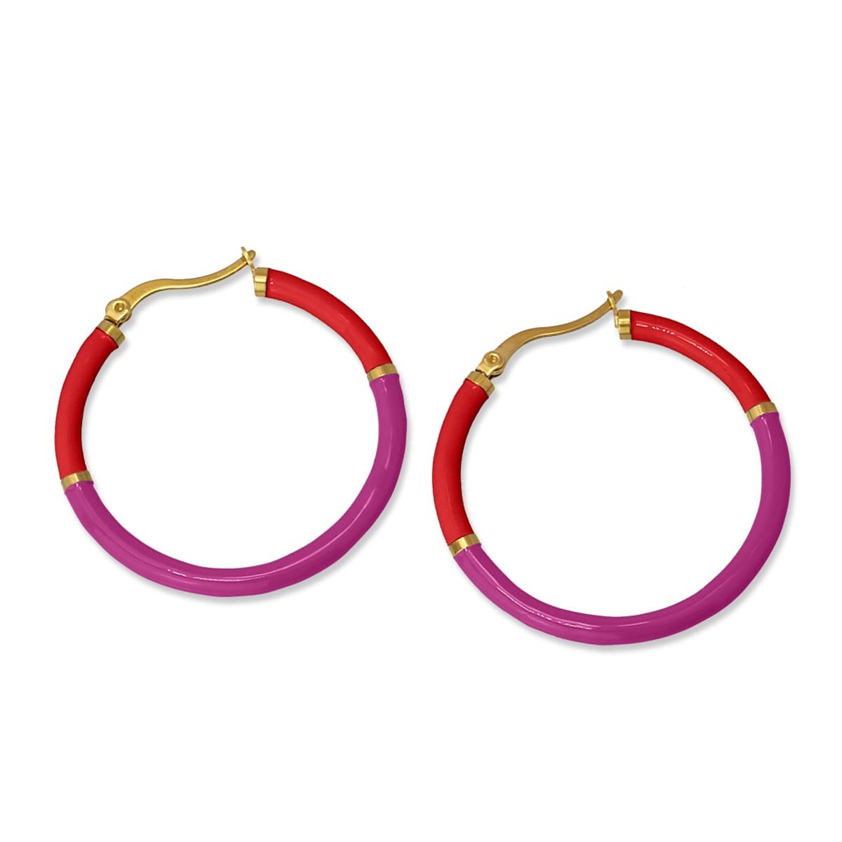 Aros esmaltados bicolor CPE138 rojo