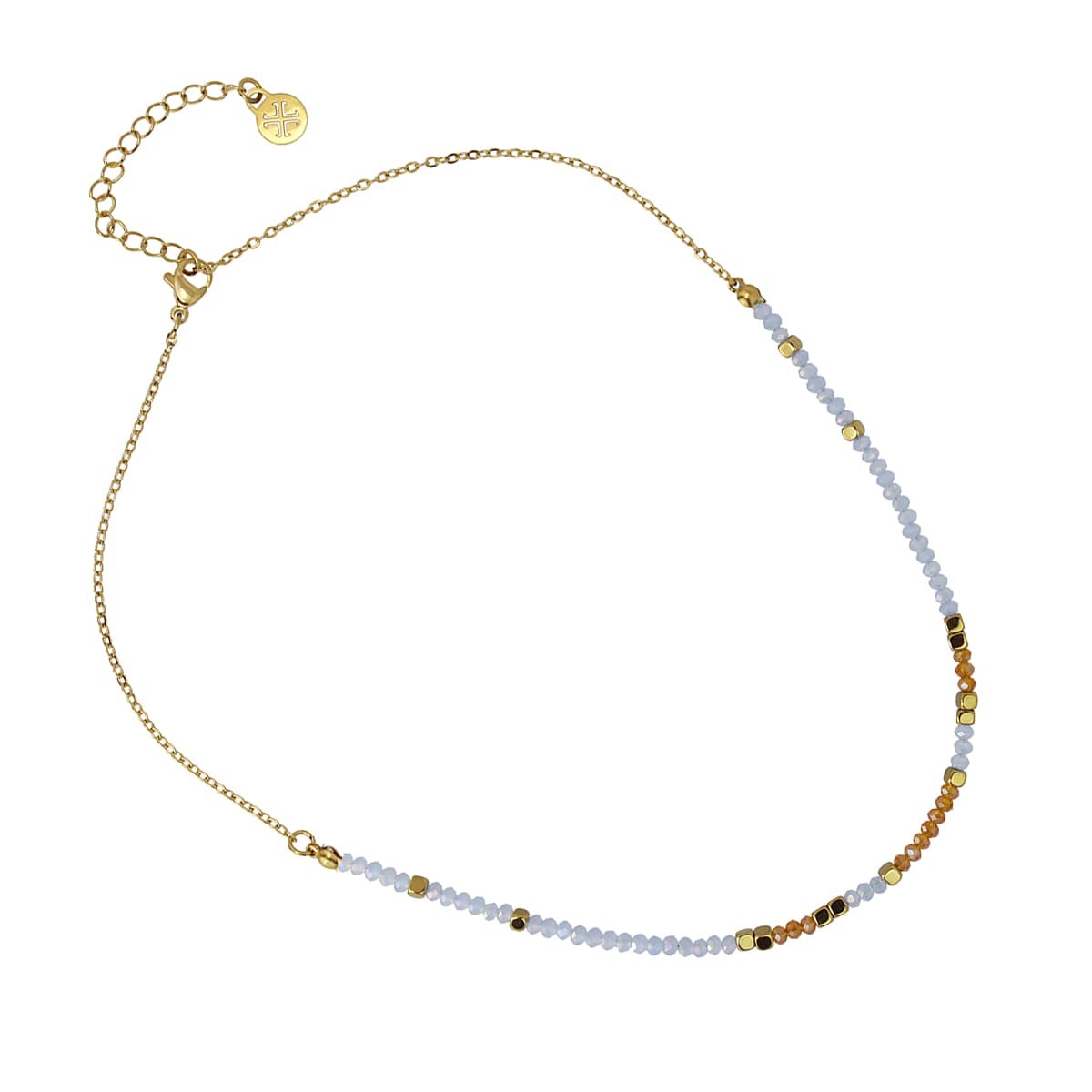 Collar corto cristal BCO460 acero dorado cuentas color combinado anartxy 6