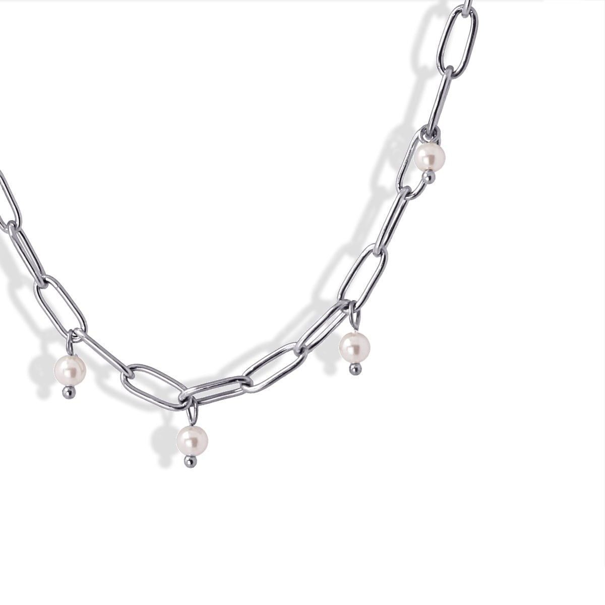 Collar perlas BCO482 plateado